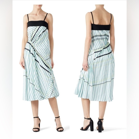 Cedric Charlier Stripe Ruched Dress - Picture 1 of 7